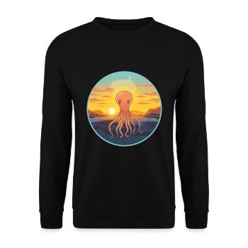 Squid Colorful Watercolor Cartoon Kawaii Animal - Unisex Sweatshirt - black - Front - Alina (178cm) & Michal (187cm)