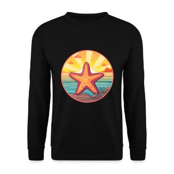 Seestern Buntes Aquarell Cartoon Kawaii Tier - Unisex Pullover - Schwarz - Vorne - Alina (178cm) & Michal (187cm)