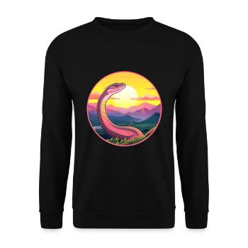 Schlange bunte Aquarell-Karikatur Kawaii-Tier - Unisex Pullover - Schwarz - Vorne - Alina (178cm) & Michal (187cm)