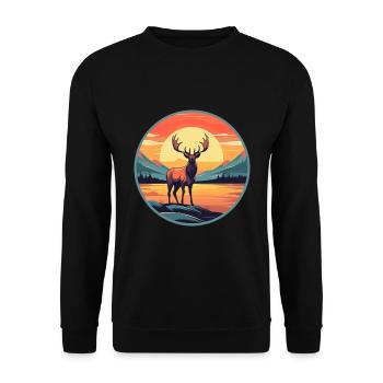 Wapiti Aquarelle Colorée Dessin Animé Kawaii Animal - Sweat-shirt Unisexe - noir - Devant - Alina (178cm) & Michal (187cm)