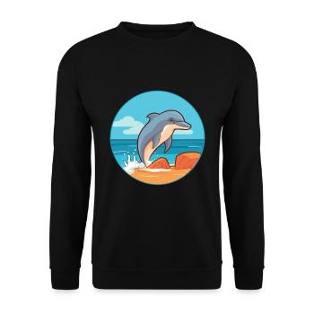 Delfin Aquarell Cartoon Kawaii Clipart Tier - Unisex Pullover - Schwarz - Vorne - Alina (178cm) & Michal (187cm)