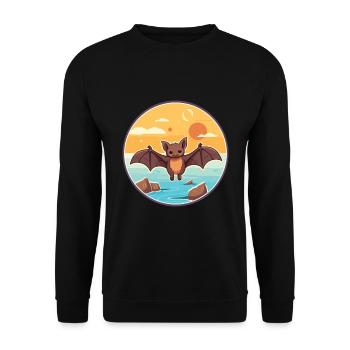 Fledermaus Aquarell Cartoon Kawaii Clipart Tier - Unisex Pullover - Schwarz - Vorne - Alina (178cm) & Michal (187cm)