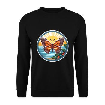Papillon aquarelle dessin animé Kawaii Clipart Animal - Sweat-shirt Unisexe - noir - Devant - Alina (178cm) & Michal (187cm)
