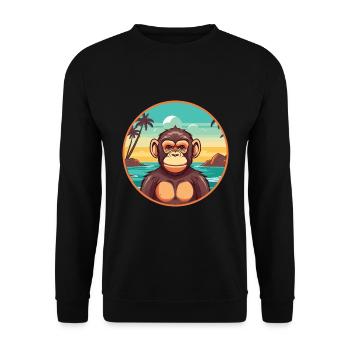 Chimpanzé aquarelle dessin animé Kawaii Clipart animal de compagnie - Sweat-shirt Unisexe - noir - Devant - Alina (178cm) & Michal (187cm)