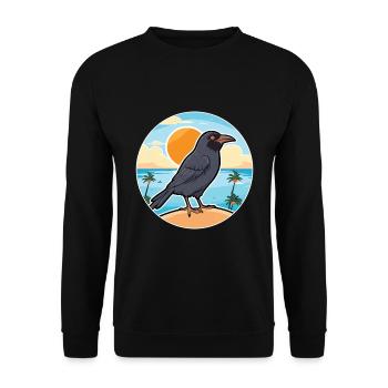 Crow Watercolor Cartoon Kawaii Clipart Animal - Unisex Sweatshirt - black - Front - Alina (178cm) & Michal (187cm)