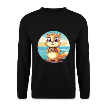 Chipmunk Watercolor Cartoon Kawaii Clipart Animal - Unisex Sweatshirt - black - Front - Alina (178cm) & Michal (187cm)