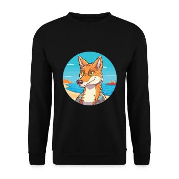 Coyote Watercolor Cartoon Kawaii Clipart Animal - Unisex Sweatshirt - black - Front - Alina (178cm) & Michal (187cm)