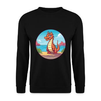 Dragon Watercolor Cartoon Kawaii Clipart Animal - Unisex Sweatshirt - black - Front - Alina (178cm) & Michal (187cm)
