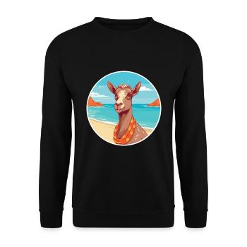 Ziege Aquarell Cartoon Kawaii Clipart Tier - Unisex Pullover - Schwarz - Vorne - Alina (178cm) & Michal (187cm)