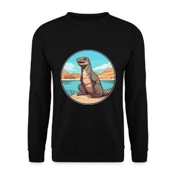 Komodo Dragon Aquarelle Dessin Animé Kawaii Animal - Sweat-shirt Unisexe - noir - Devant - Alina (178cm) & Michal (187cm)