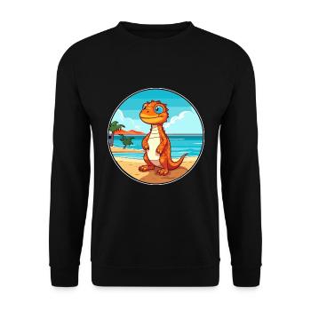 Lizard Watercolor Cartoon Kawaii Clipart Animal - Unisex Sweatshirt - black - Front - Alina (178cm) & Michal (187cm)