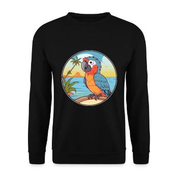 Papagei Aquarell Cartoon Kawaii Clipart Tier - Unisex Pullover - Schwarz - Vorne - Alina (178cm) & Michal (187cm)