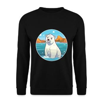 Polar Bear Watercolor Cartoon Kawaii Clipart Pet - Unisex Sweatshirt - black - Front - Alina (178cm) & Michal (187cm)
