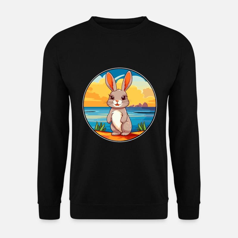 Hase Aquarell Cartoon Kawaii Clipart Tier - Unisex Pullover - Schwarz