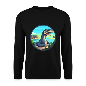 Anakonda Aquarell Cartoon Kawaii Clipart Tier - Unisex Pullover - Schwarz - Vorne - Alina (178cm) & Michal (187cm)