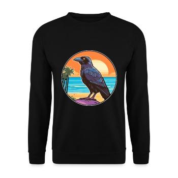 Crow Watercolor Cartoon Kawaii Clipart Animal - Unisex Sweatshirt - black - Front - Alina (178cm) & Michal (187cm)