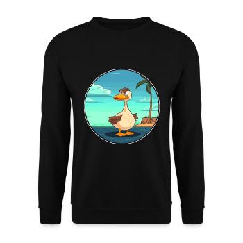 Duck Watercolor Cartoon Kawaii Clipart Animal - Unisex Sweatshirt - black - Front - Alina (178cm) & Michal (187cm)