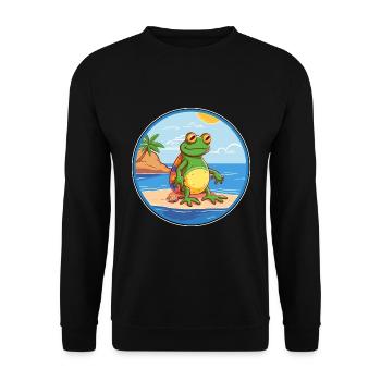 Frog Watercolor Cartoon Kawaii Clipart Animal - Unisex Sweatshirt - black - Front - Alina (178cm) & Michal (187cm)