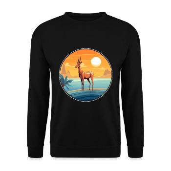 Impala Aquarell Karikatur Kawaii Clipart Tier - Unisex Pullover - Schwarz - Vorne - Alina (178cm) & Michal (187cm)