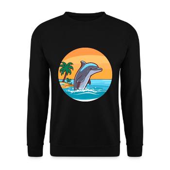 Delfin Aquarell Cartoon Kawaii Clipart Tier - Unisex Pullover - Schwarz - Vorne - Alina (178cm) & Michal (187cm)