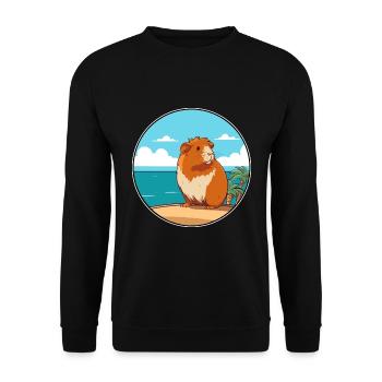 Cochon d’Inde aquarelle dessin animé Kawaii Clipart animal de compagnie - Sweat-shirt Unisexe - noir - Devant - Alina (178cm) & Michal (187cm)