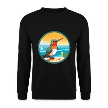 Colibri aquarelle dessin animé Kawaii Clipart animal de compagnie - Sweat-shirt Unisexe - noir - Devant - Alina (178cm) & Michal (187cm)