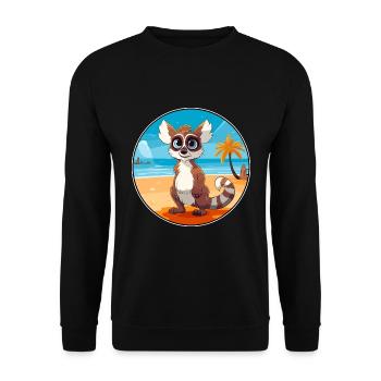 Lemur Watercolor Cartoon Kawaii Clipart Animal - Unisex Sweatshirt - black - Front - Alina (178cm) & Michal (187cm)