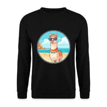 Lama Aquarell Cartoon Kawaii Clipart Tier - Unisex Pullover - Schwarz - Vorne - Alina (178cm) & Michal (187cm)