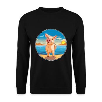 Pig Watercolor Cartoon Kawaii Clipart Animal - Unisex Sweatshirt - black - Front - Alina (178cm) & Michal (187cm)