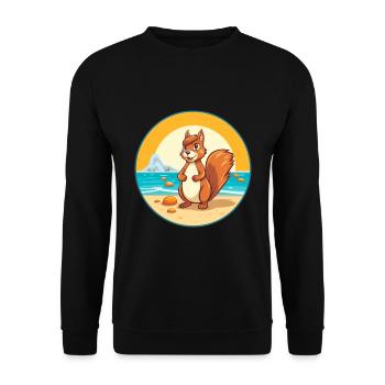 Squirrel Watercolor Cartoon Kawaii Clipart Animal - Unisex Sweatshirt - black - Front - Alina (178cm) & Michal (187cm)