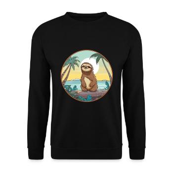 Sloth Watercolor Cartoon Kawaii Clipart Animal - Unisex Sweatshirt - black - Front - Alina (178cm) & Michal (187cm)