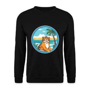Tiger Watercolor Cartoon Kawaii Clipart Animal - Unisex Sweatshirt - black - Front - Alina (178cm) & Michal (187cm)