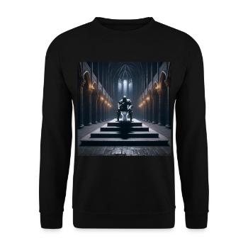 Fart Souls - Hollow Knight on Porcelain Throne #06 - Unisex Sweatshirt - black - Front - Alina (178cm) & Michal (187cm)