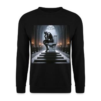 Fart Souls - Hollow Knight on Porcelain Throne #05 - Unisex Sweatshirt - black - Front - Alina (178cm) & Michal (187cm)