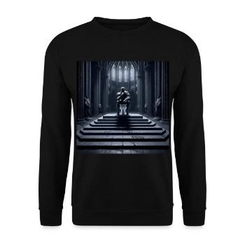 Fart Souls - Hollow Knight on Porcelain Throne #12 - Unisex Sweatshirt - black - Front - Alina (178cm) & Michal (187cm)