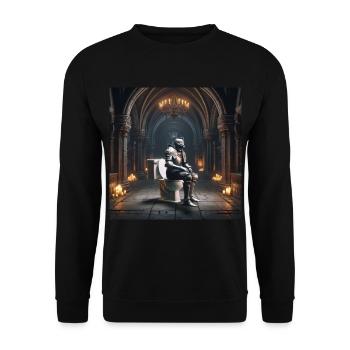 Fart Souls - Hollow Knight on Porcelain Throne #02 - Unisex Sweatshirt - black - Front - Alina (178cm) & Michal (187cm)