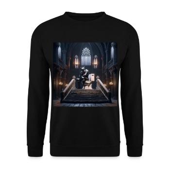 Fart Souls - Hollow Knight on Porcelain Throne #04 - Unisex Sweatshirt - black - Front - Alina (178cm) & Michal (187cm)