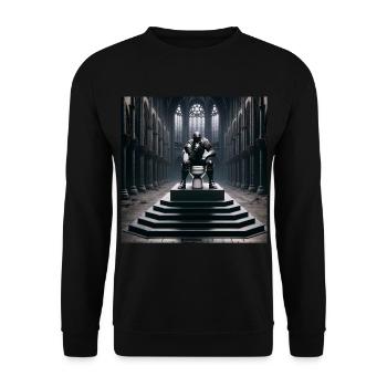 Fart Souls - Hollow Knight on Porcelain Throne #09 - Unisex Sweatshirt - black - Front - Alina (178cm) & Michal (187cm)