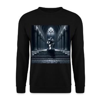 Fart Souls - Hollow Knight on Porcelain Throne #10 - Unisex Sweatshirt - black - Front - Alina (178cm) & Michal (187cm)