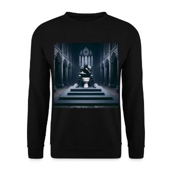 Fart Souls - Hollow Knight on Porcelain Throne #08 - Unisex Sweatshirt - black - Front - Alina (178cm) & Michal (187cm)