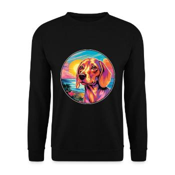 Alpine Dachsbracke Dog Breed Colorful Cartoon Wate - Unisex Sweatshirt - black - Front - Alina (178cm) & Michal (187cm)