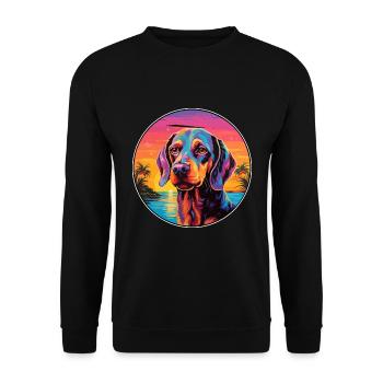 Amerikanischer Wasserhund Hunderasse Bunte Karikatur Wat - Unisex Pullover - Schwarz - Vorne - Alina (178cm) & Michal (187cm)