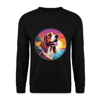 Artois Hund Rasse Bunte Karikatur Aquarell - Unisex Pullover - Schwarz - Vorne - Alina (178cm) & Michal (187cm)