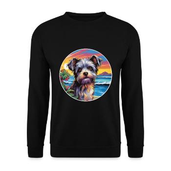 Biewer Terrier Dog Breed Colorful Cartoon Watercol - Unisex Sweatshirt - black - Front - Alina (178cm) & Michal (187cm)