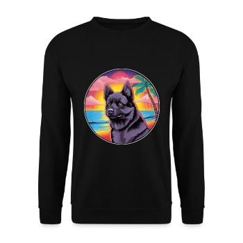 Black Norwegian Elkhound Dog Breed Colorful Cartoo - Unisex Sweatshirt - black - Front - Alina (178cm) & Michal (187cm)