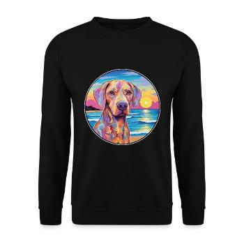 Braque Saint Germain Hunderasse Bunte Karikatur Wa - Unisex Pullover - Schwarz - Vorne - Alina (178cm) & Michal (187cm)
