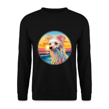 Chien chinois à crête race coloré dessin animé Waterco - Sweat-shirt Unisexe - noir - Devant - Alina (178cm) & Michal (187cm)