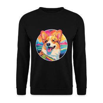 Corgi Dog Breed Colorful Cartoon Watercolor - Unisex Sweatshirt - black - Front - Alina (178cm) & Michal (187cm)
