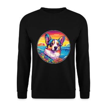 Cardigan Welsh Corgi Dog Breed Colorful Cartoon Wa - Unisex Sweatshirt - black - Front - Alina (178cm) & Michal (187cm)