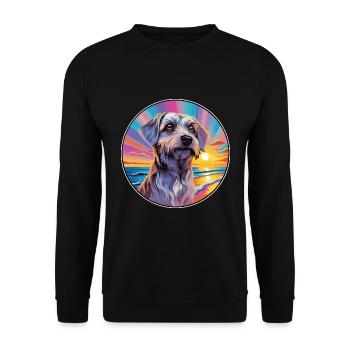 Cesky Terrier Hunderasse Bunte Karikatur Watercolo - Unisex Pullover - Schwarz - Vorne - Alina (178cm) & Michal (187cm)